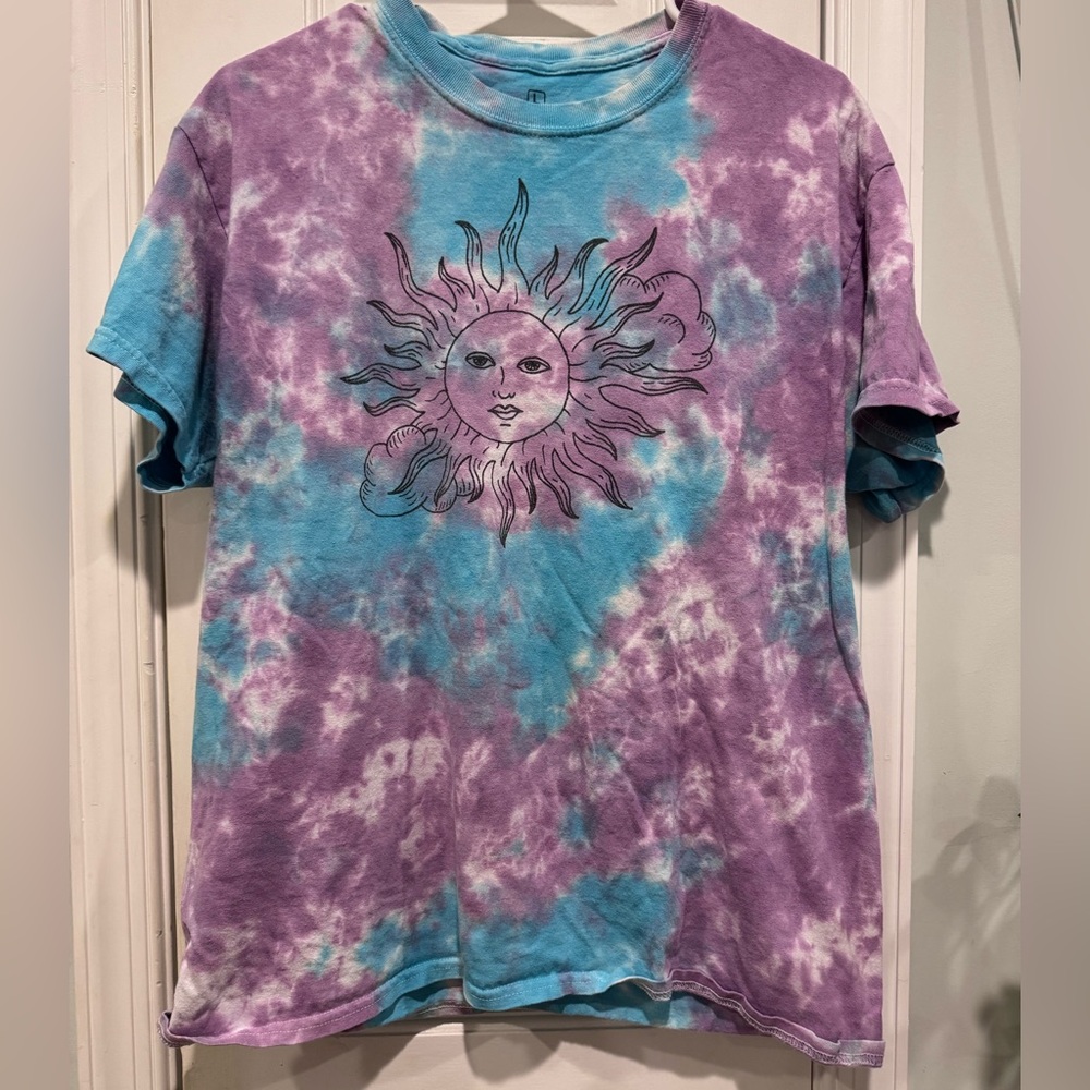 Purple and Blue Tie-Dye Sun Graphic Tee